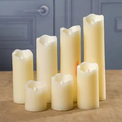 20cm 5cm Paraffin Pillar Candle Φ5cm Christmas Tree Courtyard Garden Lights Yellow Flicker LED Wedding Party Lighting Decors