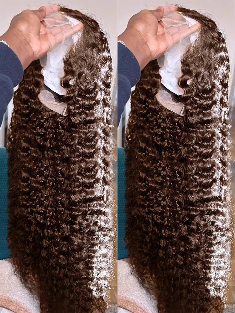 

250% Density Chocolate Brown Deep Wave 13x6 Lace Front Human Hair Curly Wigs 30 38 Inch 13x4 Hd Lace Frontal Wig For Women