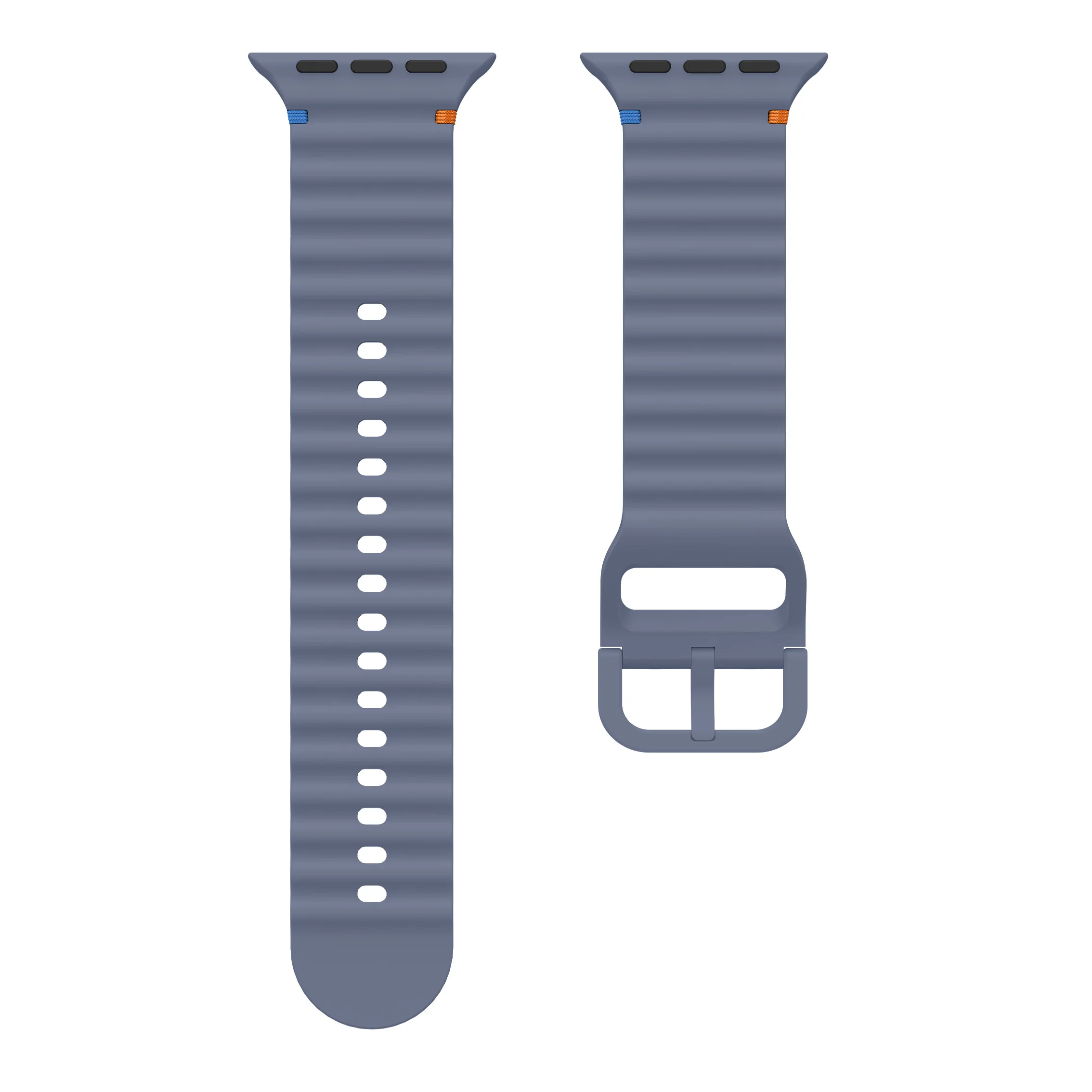 Wellenförmig genähtes Silikonarmband für Apple Watch 12 11 10 46mm 42mm Ultra 4/3/2 49mm Armband iWatch 9 8 SE 45mm 41mm 44mm Band – Detail 24