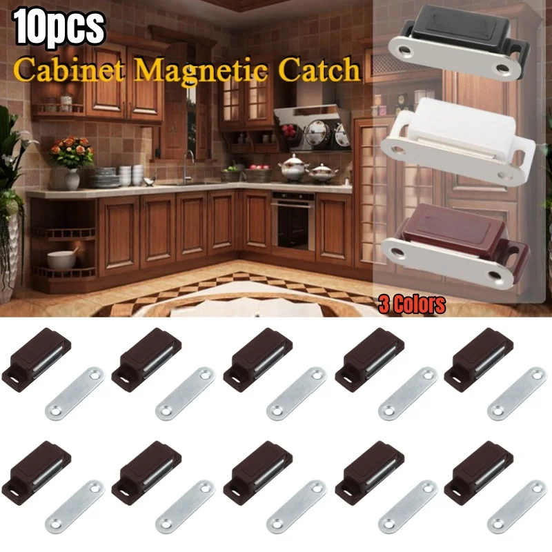 Set of 10 Cabinet Door Magnetic Catch,Plastic Strong Magnet Latches for Kitchen Cupboard Wardrobe Closet Drawer Windows Shutter