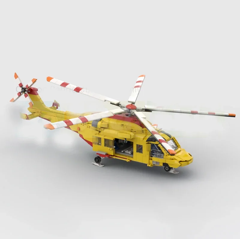 منتج جديد رائع MOC اللبنات العسكرية نموذج الإيطالية الإنقاذ هليكوبتر التكنولوجيا وحدات لعبة أطفال DIYAassembly #4