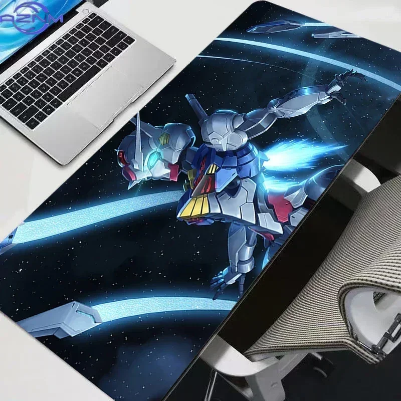 Blue White Sci-Fi Mecha Large Mousepad, Rubber Non-slip Gaming Desk Mat, Waterproof Keyboard Table Protector for Home and Office