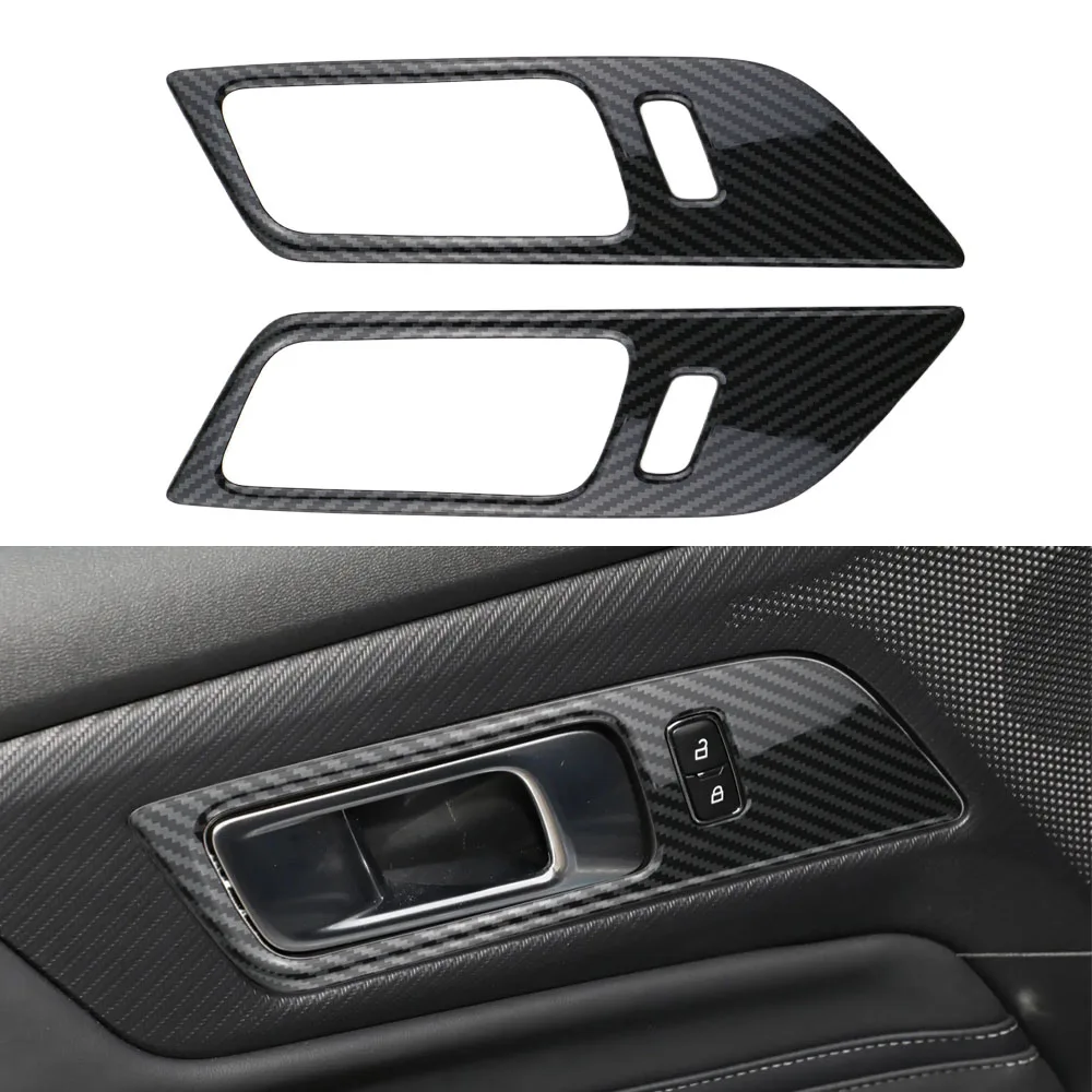 

Imitation Carbon Fiber Inner Door Handles Bowl Cover Trim for Ford Mustang 2016 - 2022 ABS Car Accessories 2pcs