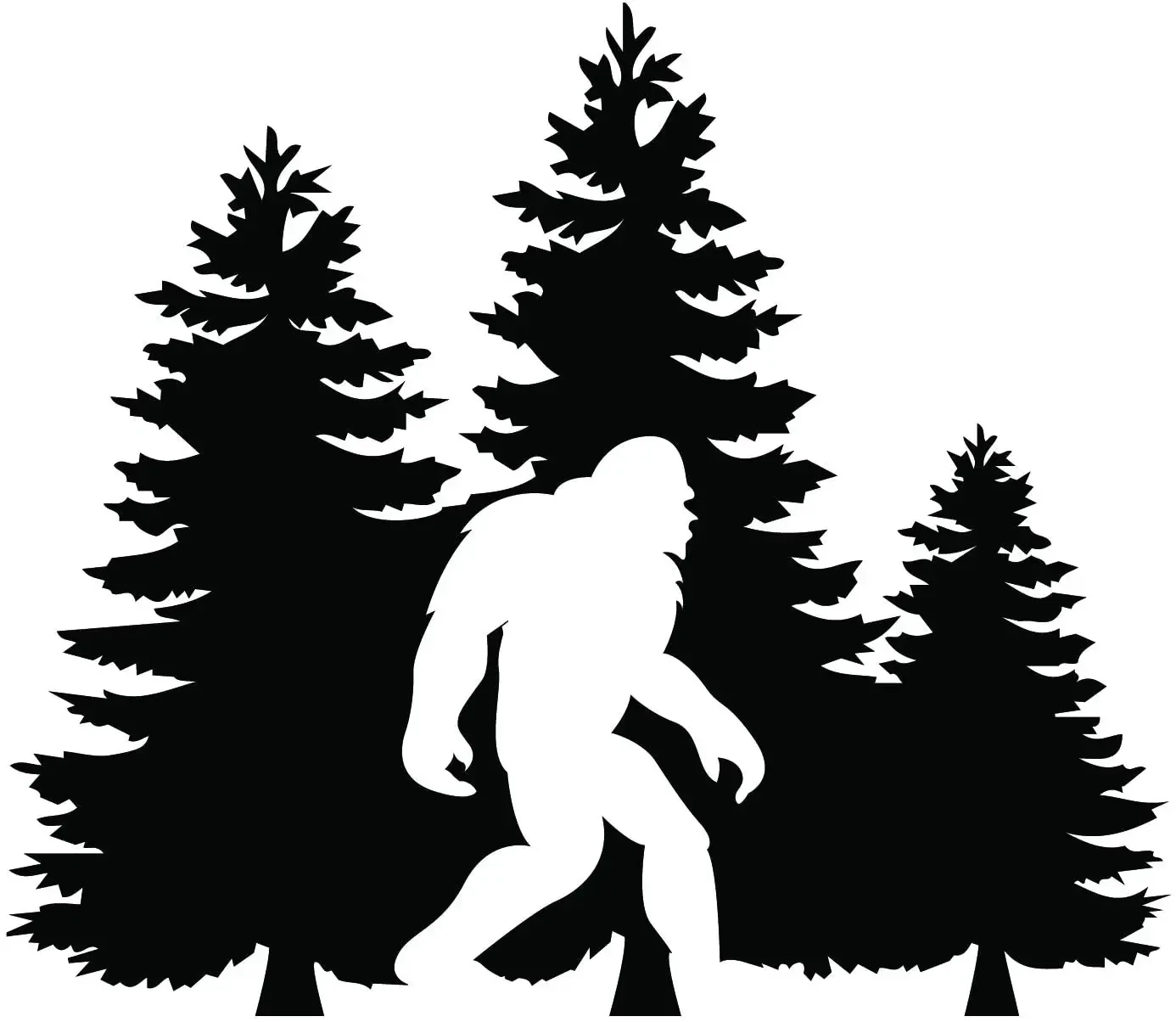 Bigfoot Trees Forest Vinyl Decal Sticker Car Truck Van SUV Window Wall Cup Laptop -Black Decal,14CM