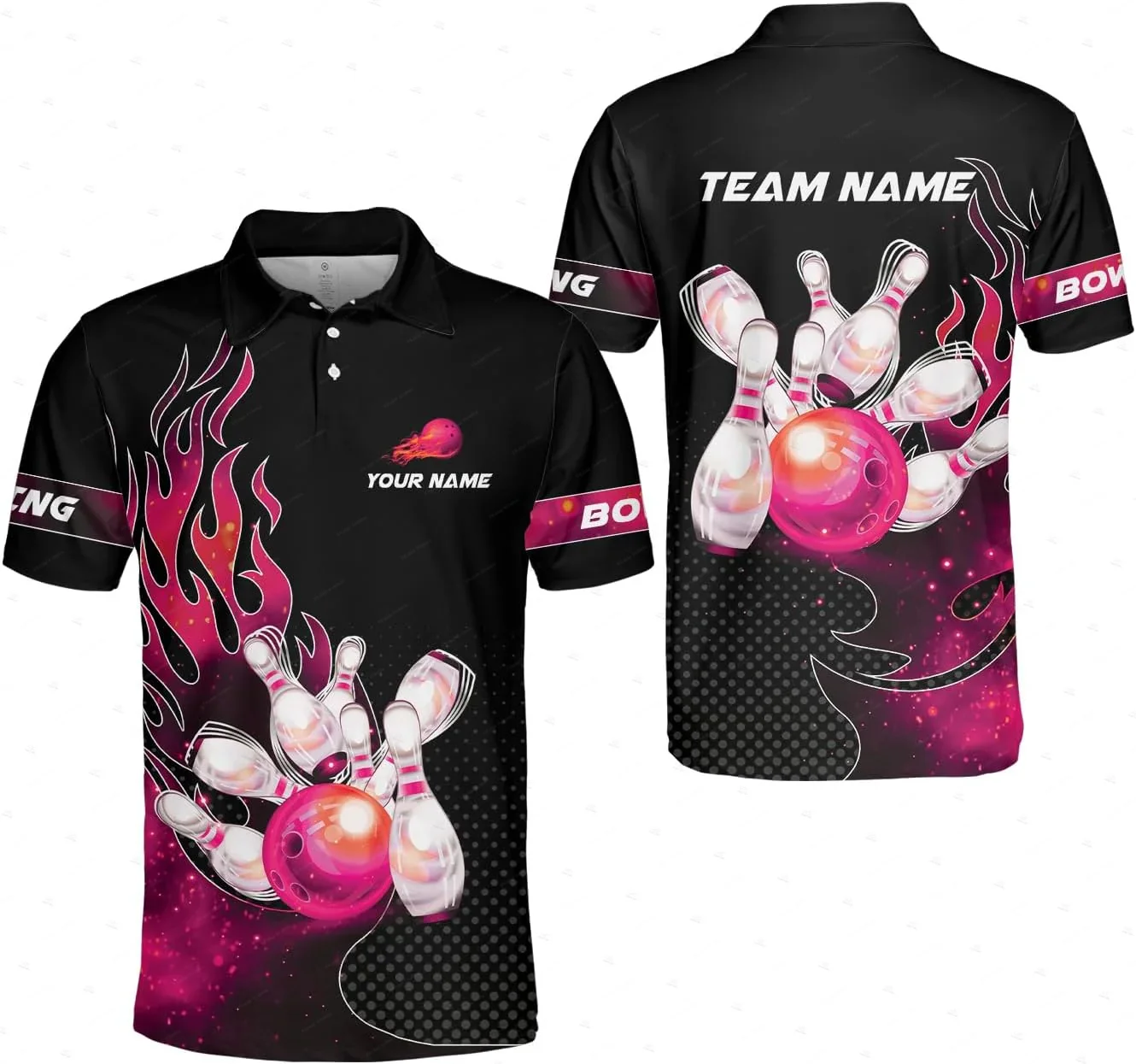 

Custom Name Flame Bowling Player Beer Game Graffiti Vintage 3DPrint Harajuku Summer Short Sleeves Button Polo Jersey Shirts X6