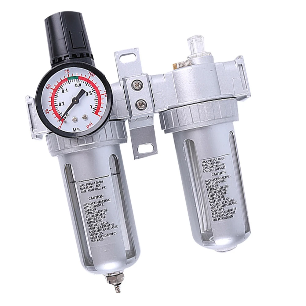 Sfc400 Air Compressor Regulator Oil Water Separator Trap Filter Automatic Drain Silver High Efficiency Gas Connection