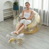Inflatable Sofa Bean Bag Lounge Chair Lazy Lounger Folding Portable Transparent Stool For Living Room Bedroom Balcony