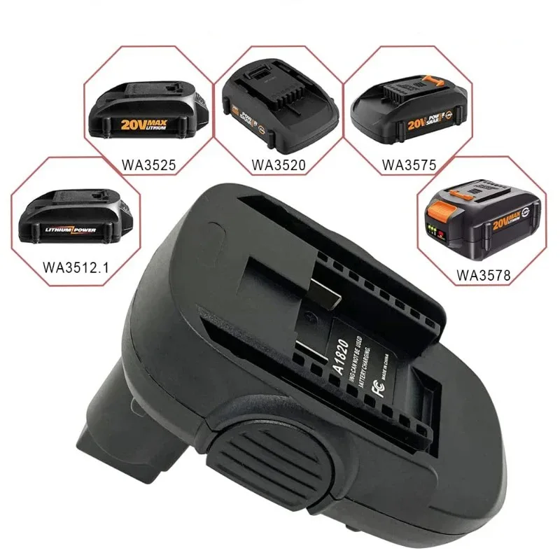 For Worx 20V Lithium-ion Battery Converter Compatible for Worx 18V Ni-MH Battery Power Tool Accessories WA1820 Battery Adapter