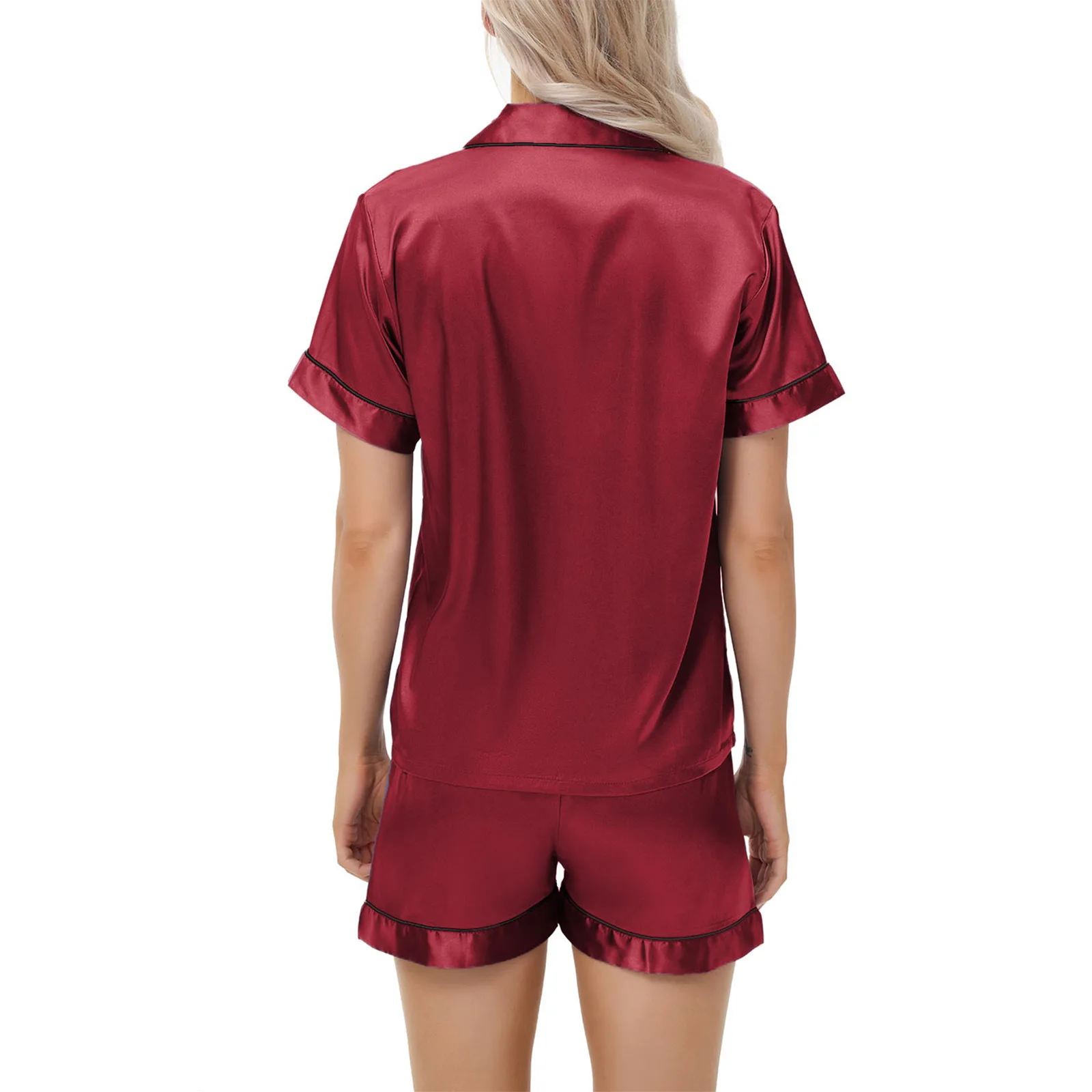 2025 Summer Ice Silk Pajamas Women's Short Sleeve Shorts Satin Large Size Pajamas Home Clothes Set Pyjamas Women