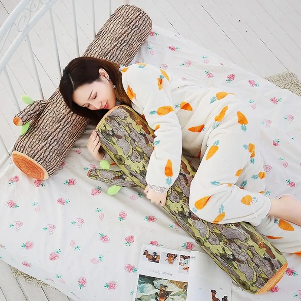 وسادة صندوق شجرة ثلاثية الأبعاد بتصميم من الخشب الطبيعي وسادة كرسي ناعمة على شكل اسطوانة وسادة رمي مستديرة مزخرفة لغرفة النوم وغرفة المعيشة #5