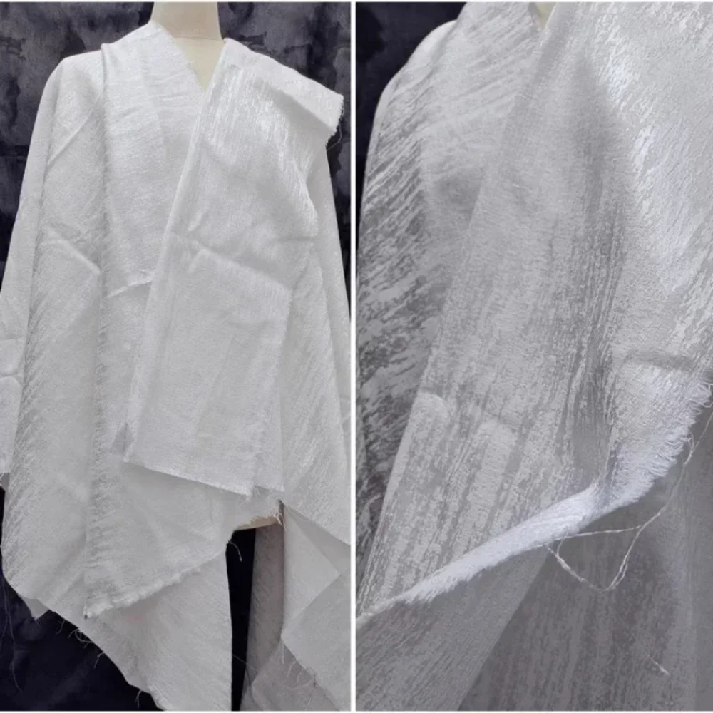 

White Luster Elastic Jacquard Fabric for Jacket Dress Fashion Clothing Cloth By The Yard Apparel Diy Sewing Material