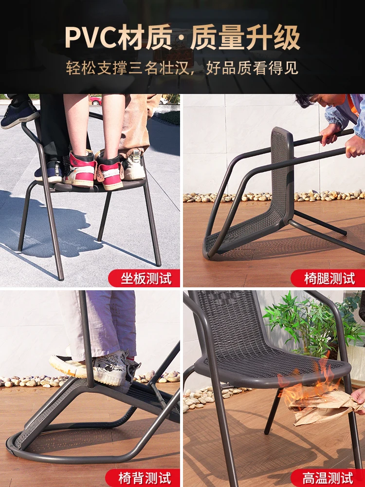 Outdoor Table and Chair Vine Chair Three piece Set Vine Weaving Backrest Outdoor Outdoor Leisure Balcony Small Tea Table