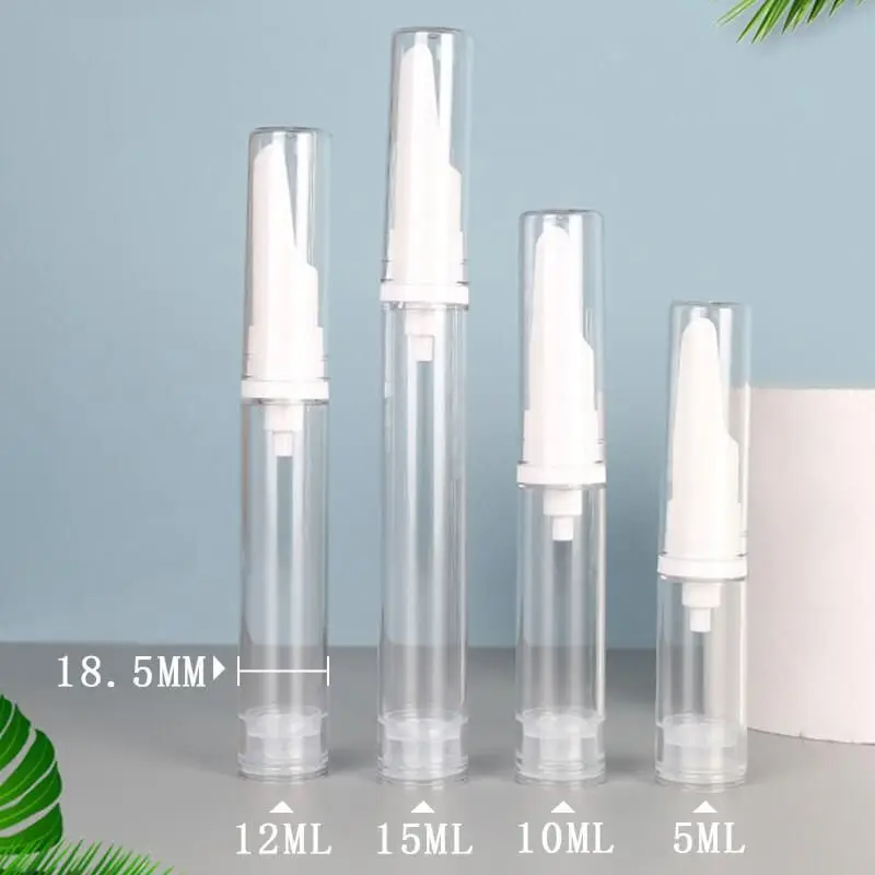 

5/10/12/15ml Clear Airless Vacuum Pump Bottle Cosmetic Eye Cream Travel Size Dispenser Refillable Containers Shampoo Toiletries