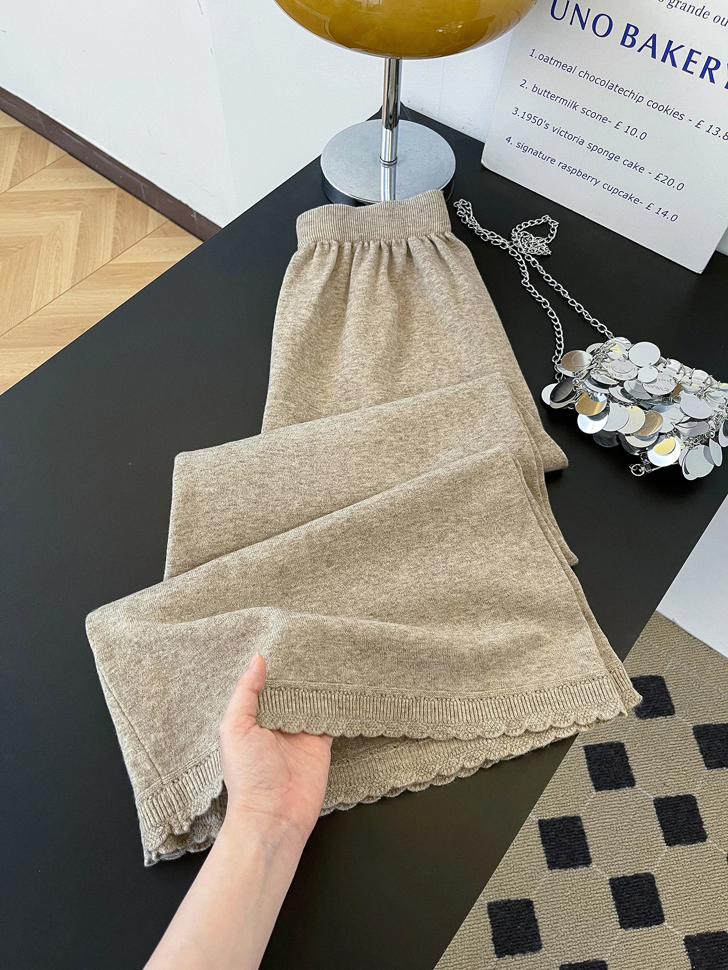 

Женские трикотажные брюки с высокой талией, прямого кроя, на осень-зиму, мягкие, уютные, с плиссировкой, свободного кроя