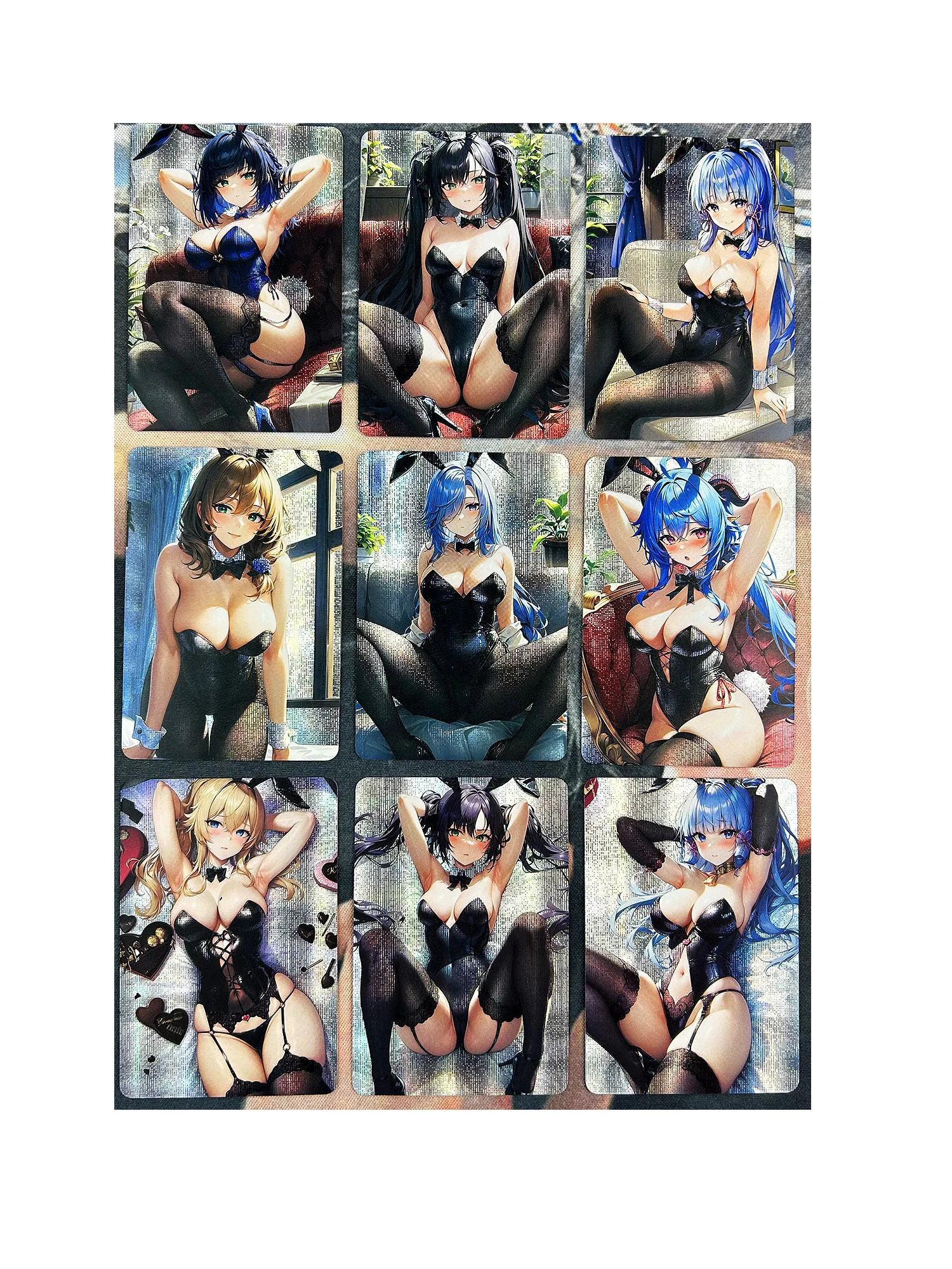 9pcs/set ACG Genshin Bunny Girl Beelzebul Refraction Sexy Girls Boutique Suit Hobby Collectibles Game Anime Collection Cards