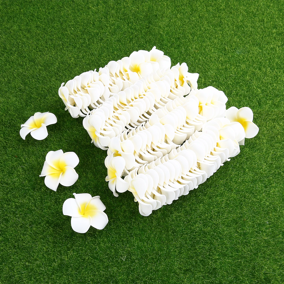 

100pcs Artificial Flowers Foam 6CM White Wedding Party Hair Clip Beads Pendants Home Decoration Plumeria Flower