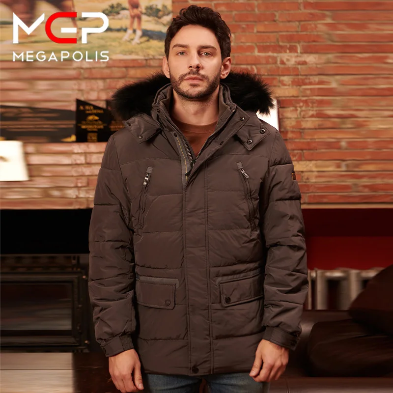 MGP Men\'s winter jacket long jacket fashion jacket coat men\'s down combined hat