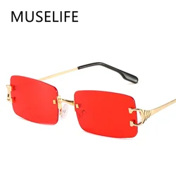 MUSELIFE Narrow Sunglasses Men Rimless Summer 2025 Red Blue Black Rectangular Sun Glasses For Women Small Face Hot Selling