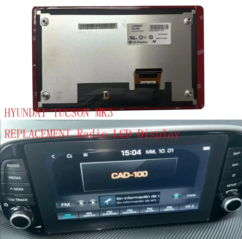 LCD DISPLAY WITH TOUCH SCREEN RADIO NAV For HYUNDAI TUCSON MK3 III TL 2018-2021 96560D7821MPP 96560D7801MPP AVB11D7EE