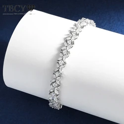 TBCYD 1.5*3mm D Color Marquise Cut Moissanite Bracelet for Women 925 Sterling Silver Plated White Gold Anniversary Jewelry