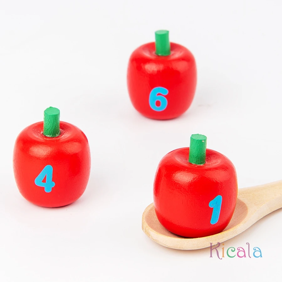 Wooden Toys Math Games Apple Toy Tree Education Math Toys Children Learn Digital Creative Apple Picking Tree Games