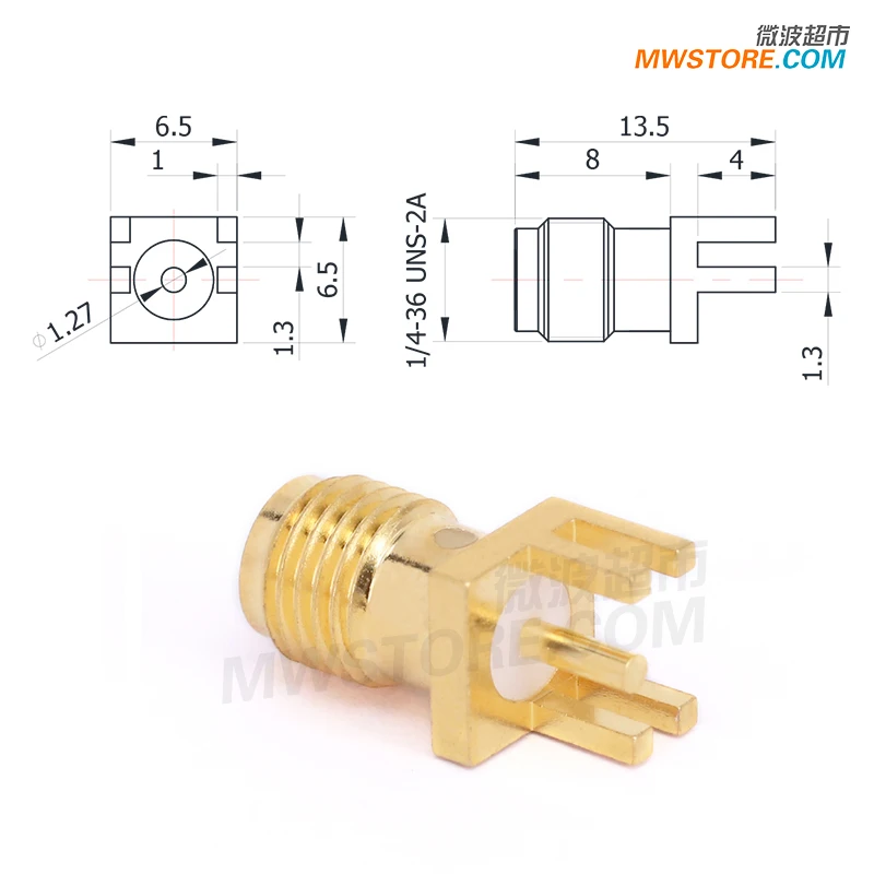 SMA(female) Termination Connector, DC-18GHz, with 1.2mm Thick PCB, SMA-KHD1