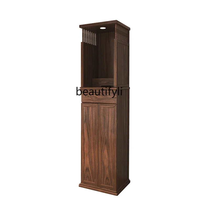 V Solid Wood Buddha Niche Chinese Clothes Closet Household Buddha Cabinet Solid Wood Altar Altar Bodhisattva Cabinet