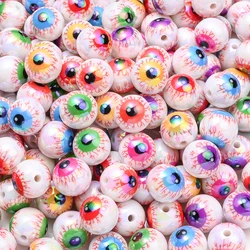 10Pcs Acrylic Eyeball Beads Red Blood Spots Creative Spacer Beads Loose Beads for Diy Keychain Bracelet Earring Jewelry Making