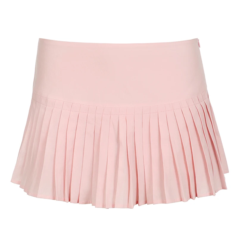 Darlingaga Sweet Cute Low Waist Pink Pleated Skirt Korean Fashion Girls Coquette Clothes Summer Mini Skirt Women Prepy Style New