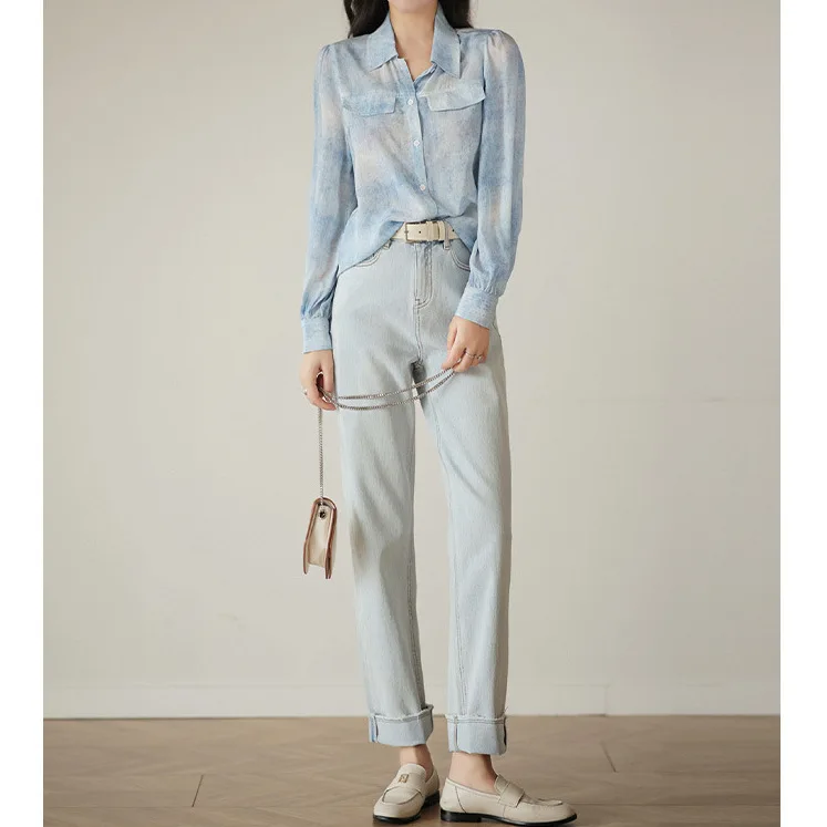 Abito a camicia in seta pesante Abito/camicia Abbigliamento da donna delicato primaverile ed estivo