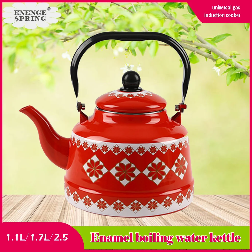 1.1L/1.7L/2.5L Porcelain Enameled Kettle Home Thickened Enamel Kettle For Induction Cooker Gas Stove Boil Water Kettle Teapot