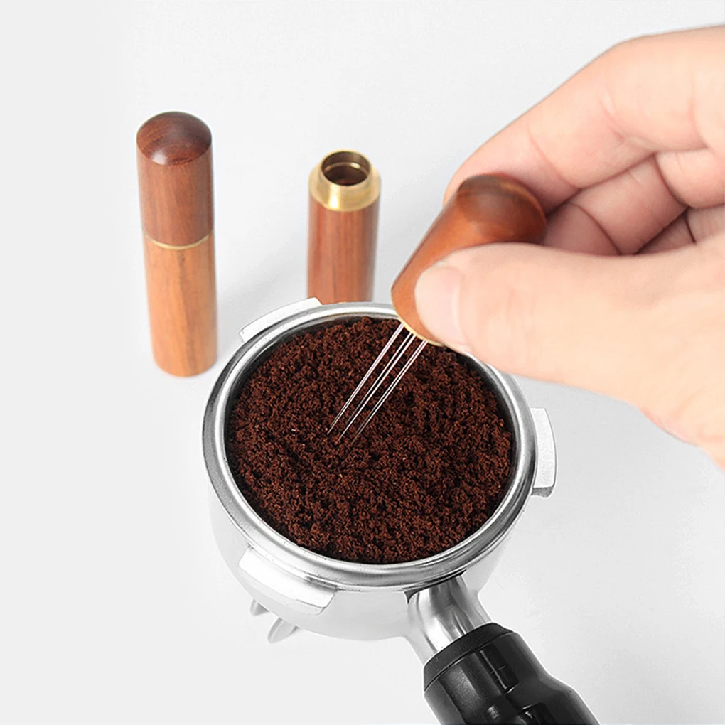 Easy To Clean Stainless Steel Coffee Needle Stirrer Distributor Mini Professional Grade Coffee Tools Rosewood