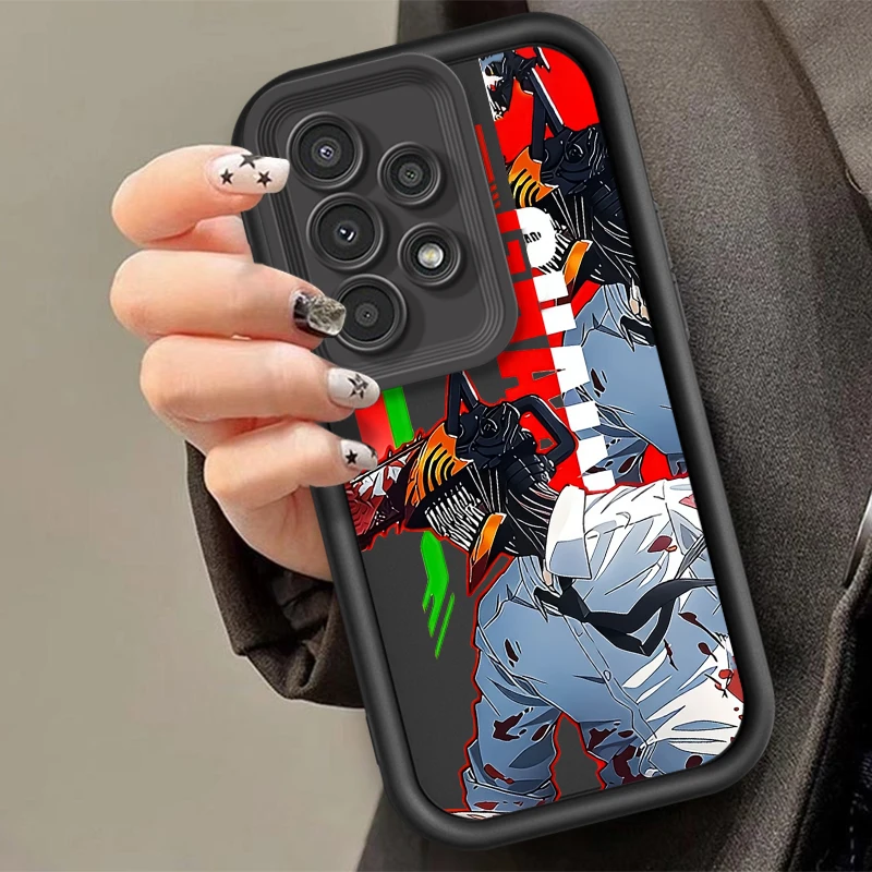 

C-Chainsaw Man Anime For Samsung A73 A71 A54 A53 A52 A51 A33 A32 A21S A14 A13 A12 A25 A04 A05 5G Eye Ladder Funda Phone Case