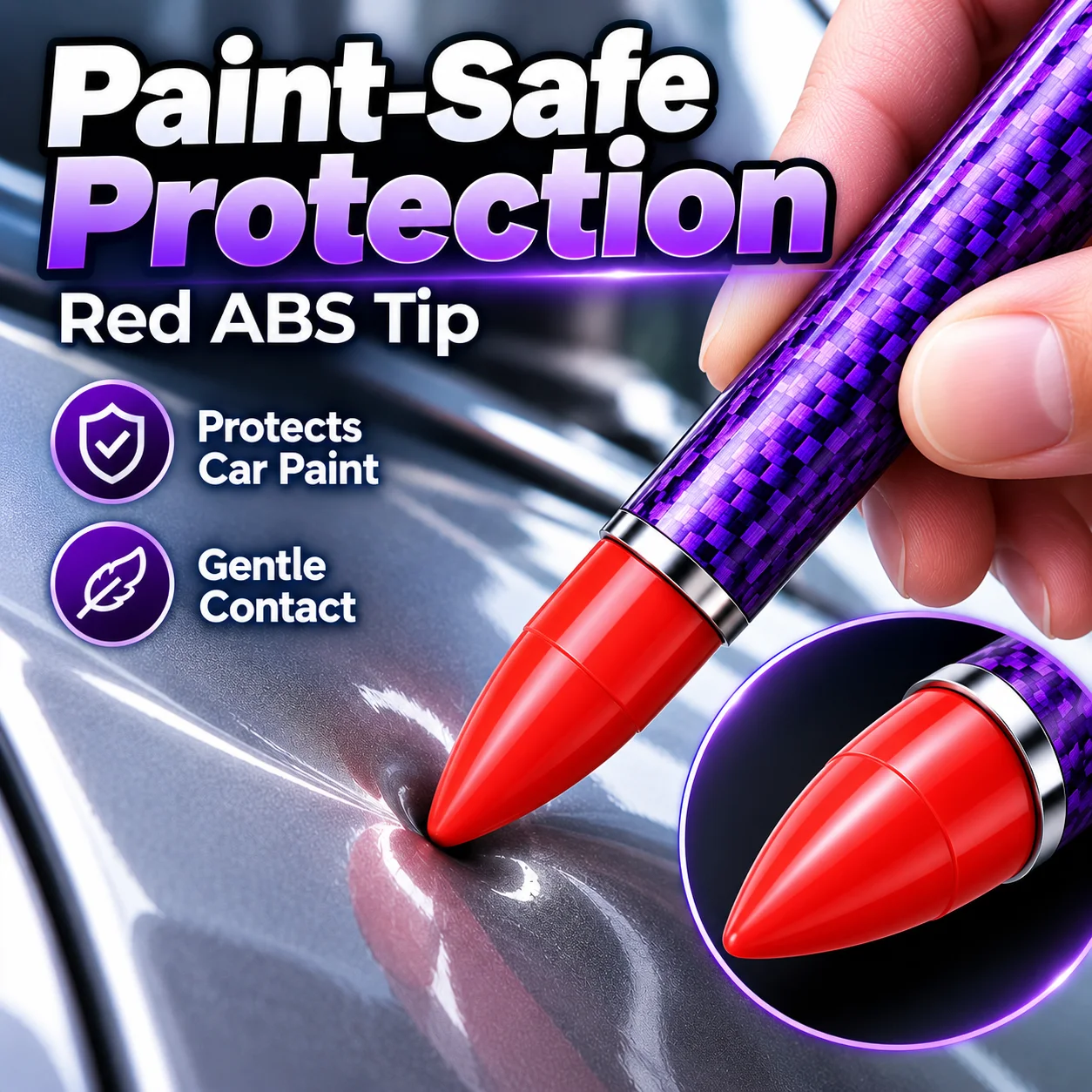 Paintless Dent Repair Tool with Replaceable ABS & Stainless Steel Tips for Car Body Ding and Dent Removal