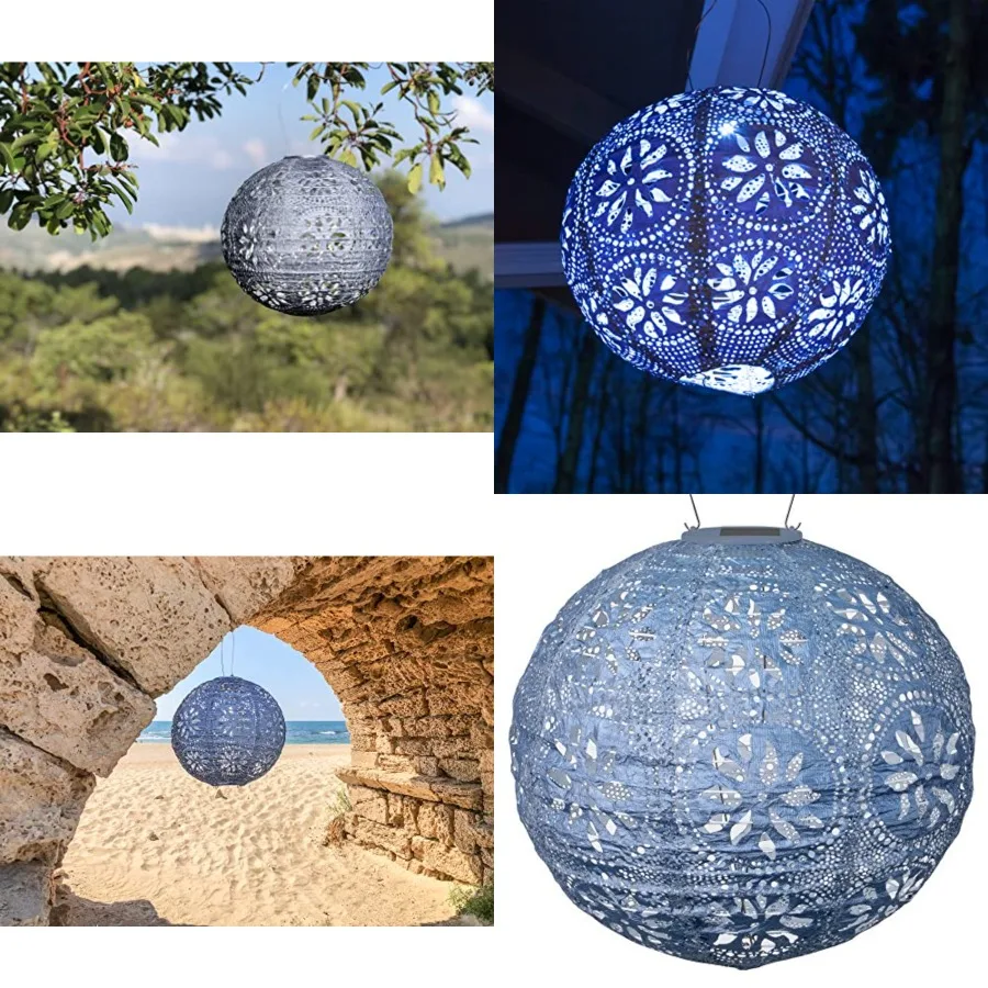 Home and Garden Soji Stella Boho Outdoor Weatherproof Tyvek® Hanging Solar Lantern. Dual White LEDs and Stainless Steel Easy to