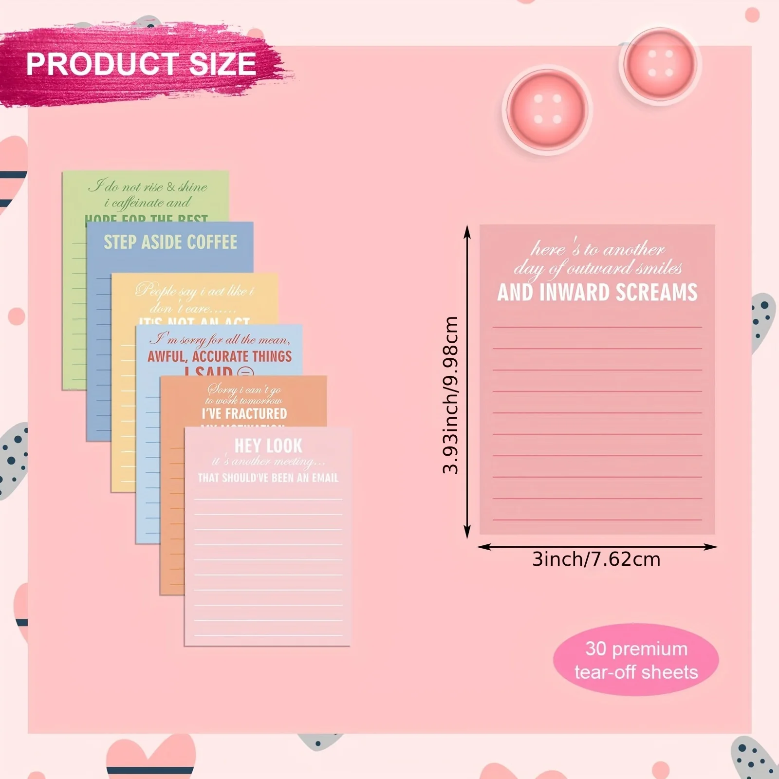 9pcs/set 30 sheets/pad Assorted Funny Notepads with Sayings - Sticky Notes for Office Supplies, To-Do List, and Work,