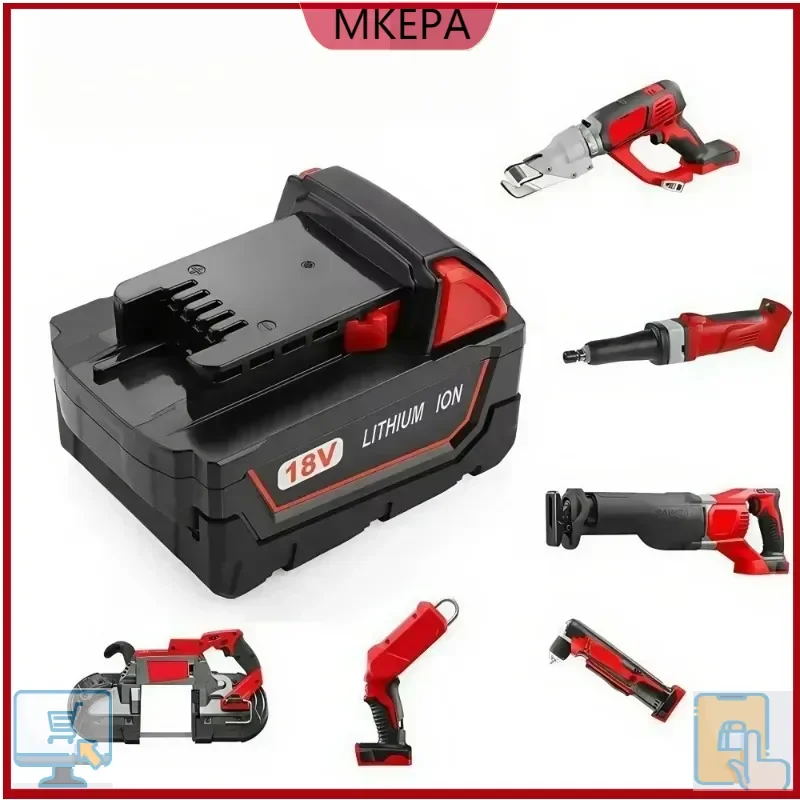 ✅-For Milwaukee M18 Power Tool Battery,18V 12800mAh M18B5, Charger, BR, XC, Built-in 18650 48-11-186