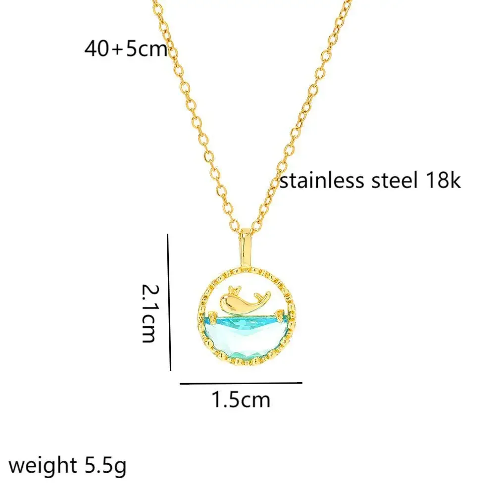 2025 قلادة صيفية طازجة من الحوت الصغير المحيط الأزرق من التيتانيوم الصلب مطلية بحوت أنثى ولدت معك