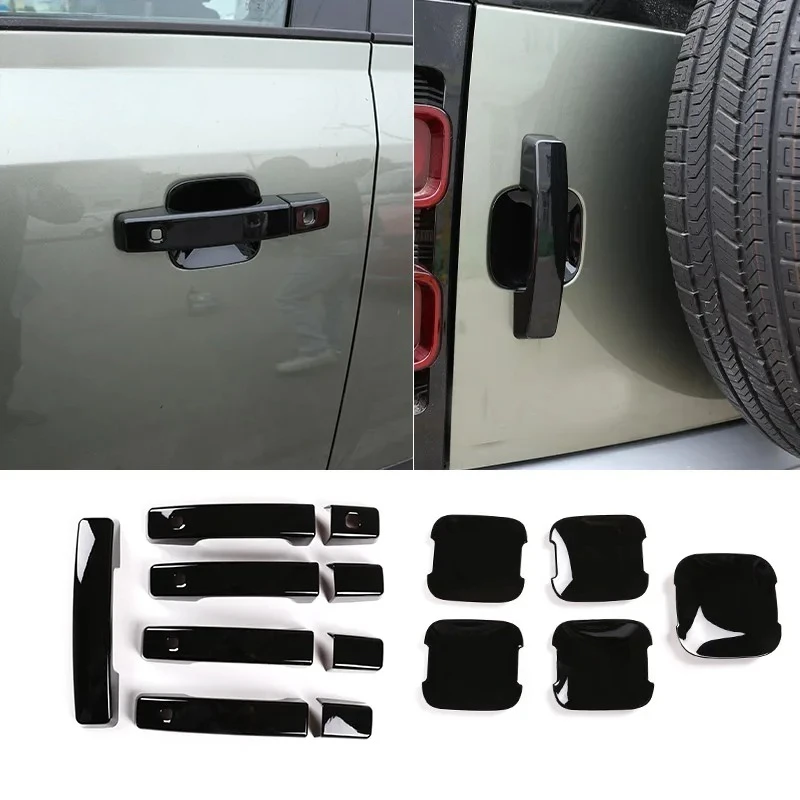 ABS Glossy Black For Land Rover Defender 90 110 2020-2024 Car Exterior Door Bowl Door Handle Decoration Cover Car Accessories
