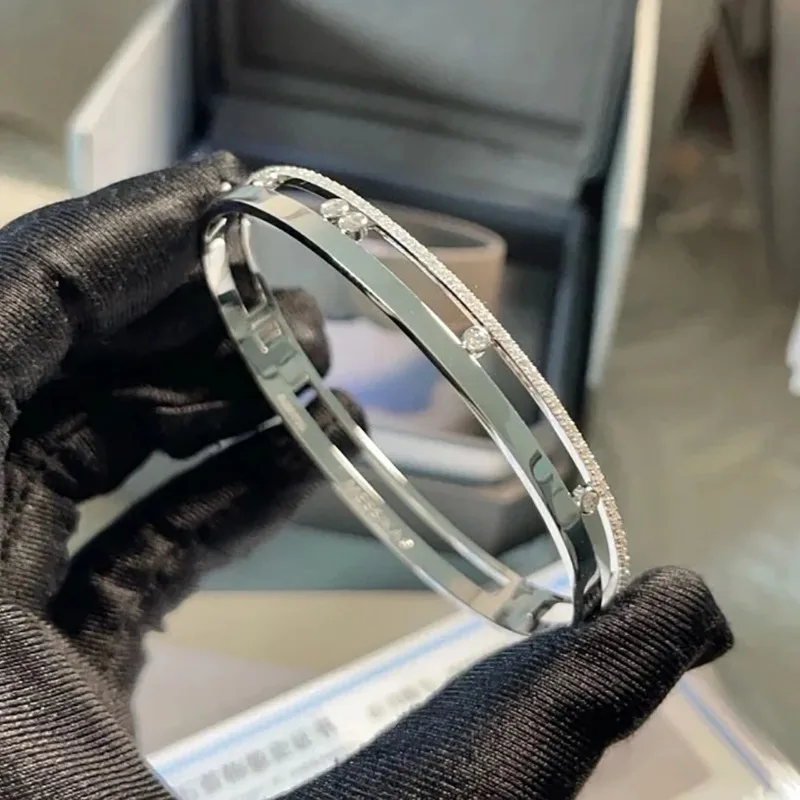 سوار نسائي من الفضة الإسترليني عيار 925 مرصع بالألماس المجوف – تصميم حركة الماس، هدية مجوهرات فاخرة