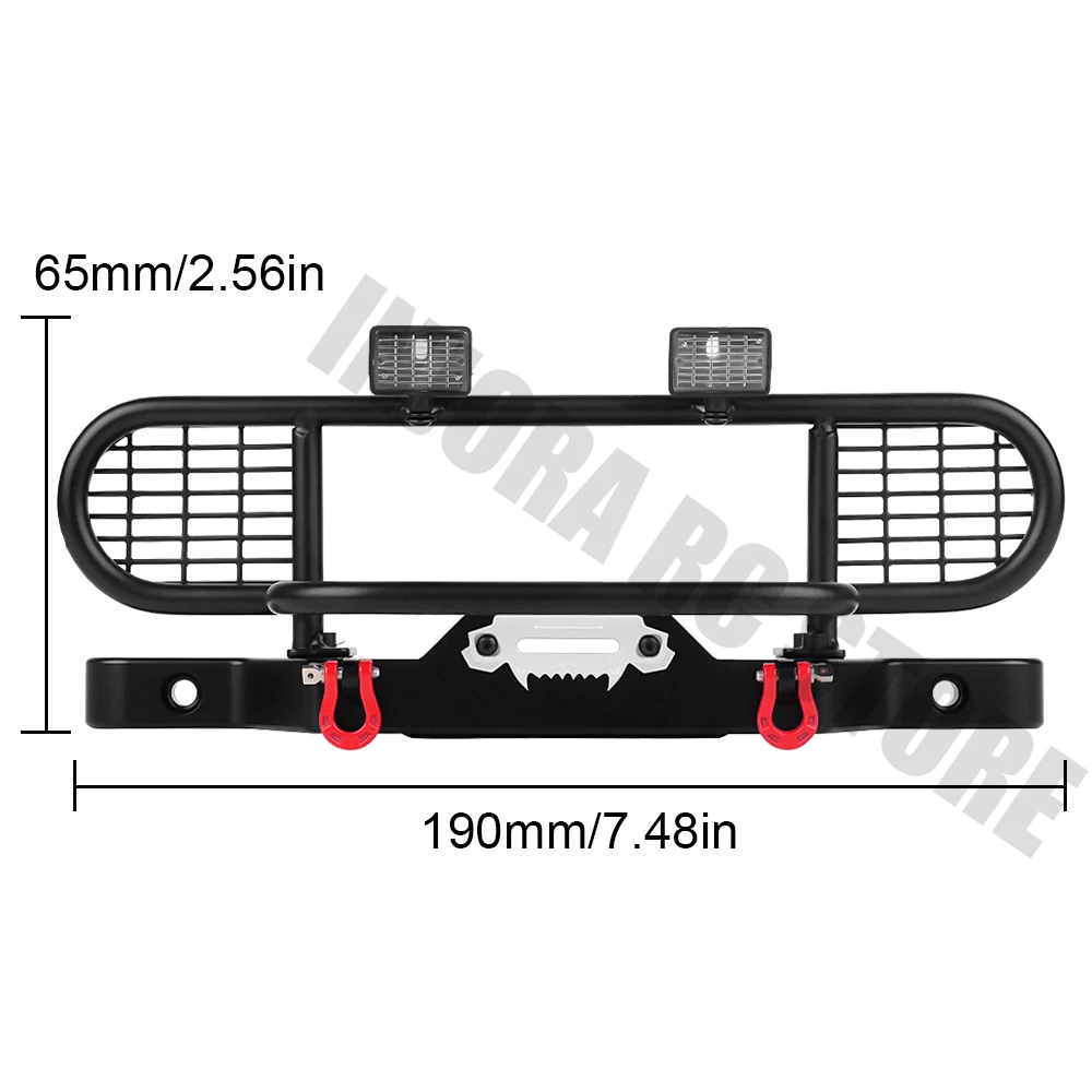 INJORA 1PCS Camel Trophy paraurti anteriore con luce a LED per 1/10 RC Crawler Car Defender TRX4 TRX-4 parti di aggiornamento