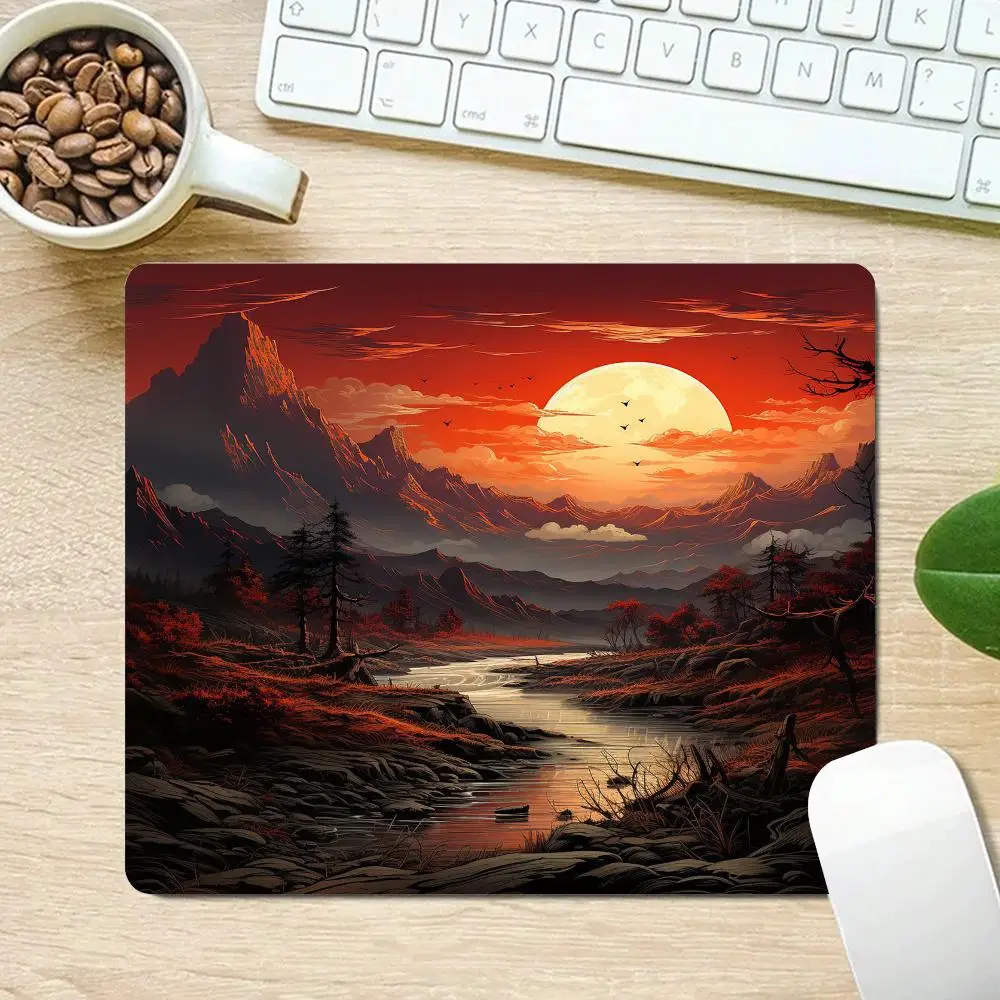 Ukiyo-e landscape illustration small mouse pad rubber anti-slip desk mat mini gaming mats pc accessories laptop office pad
