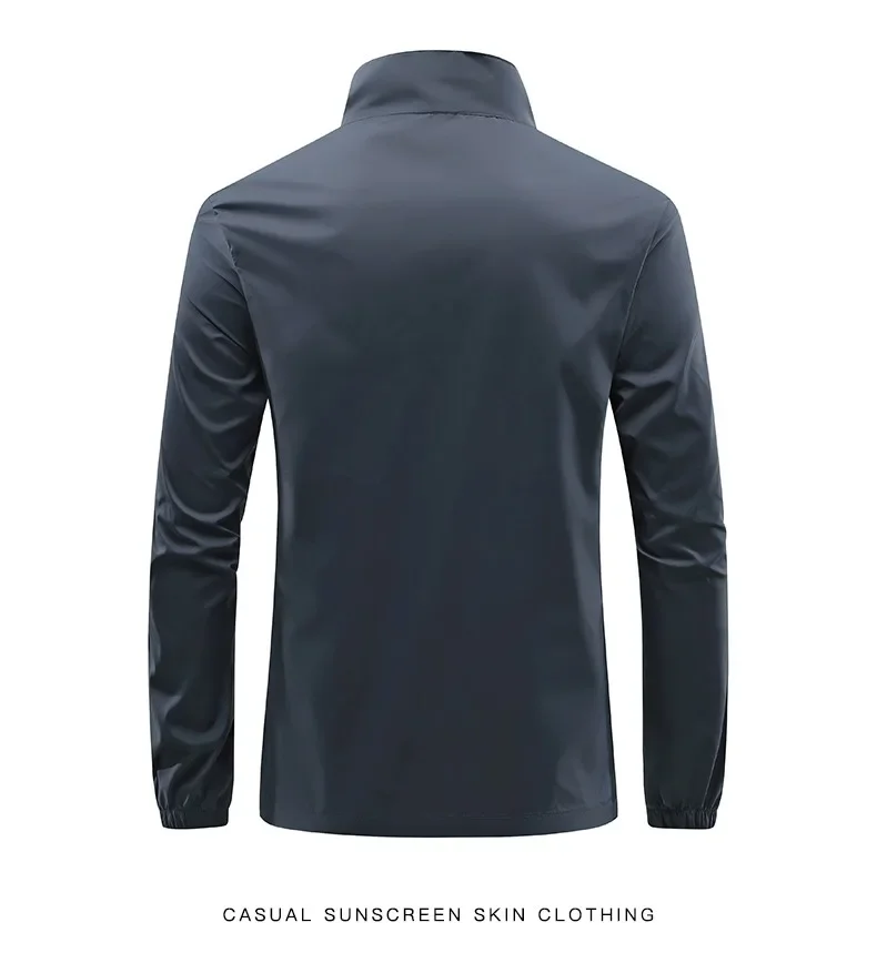 Sommer Neue männer Sonnenschutz Haut Mantel Leichte Atmungsaktive Eis Seide Stehkragen Sonnencreme Jacke Outdoor Camping Jakcet – Detail 17
