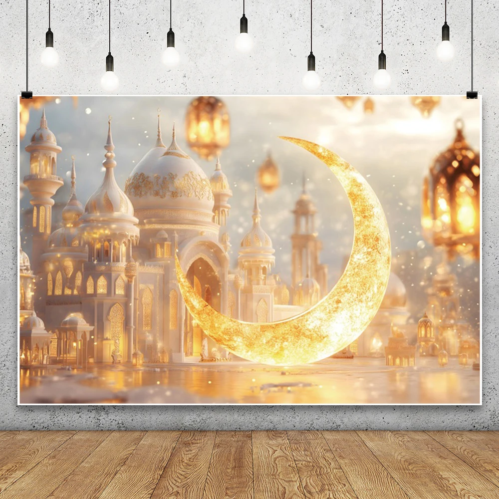 이드 무바라크 배경 이슬람 모스크 라마단 알라딘 모로코 골든 문 랜턴 2025 이슬람 카림 알 피트르 축제 사진 배너