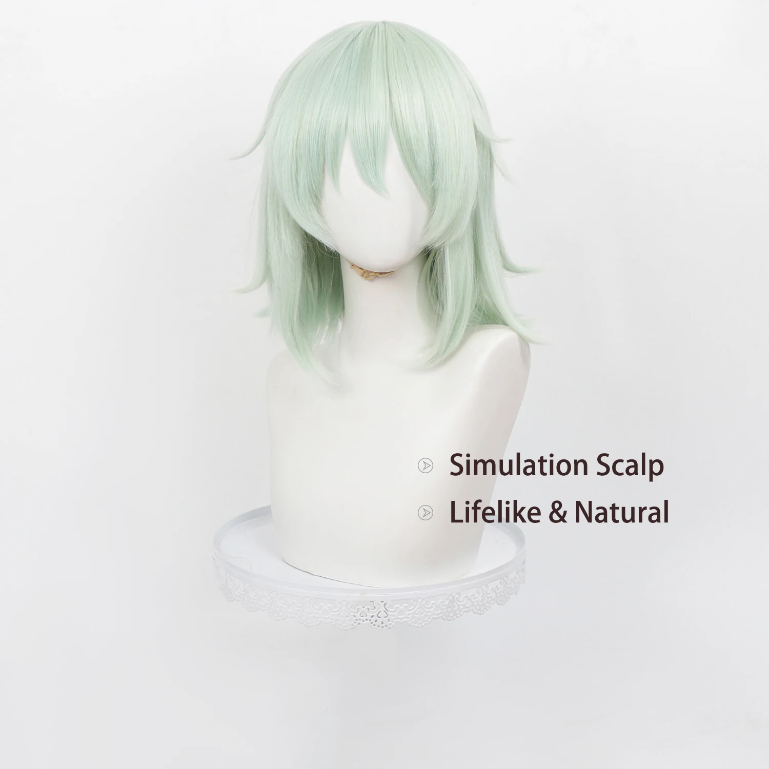 Yani Neko Cosplay Wig Light Green Anime Wig Short Anime Cospaly Wig with Ears Roleplay Synthetic Wig for Cos Halloween Party