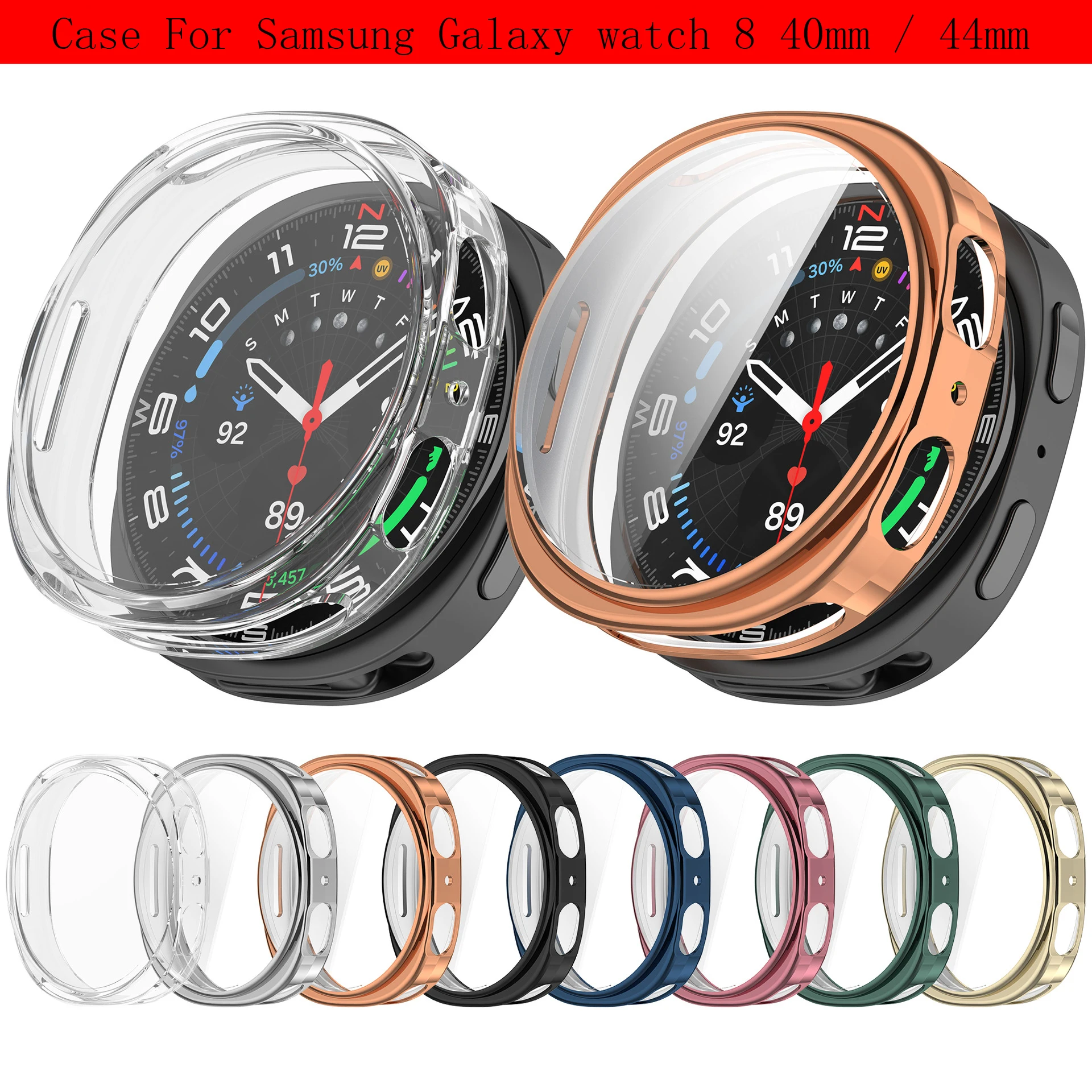 

Защитный чехол для экрана для Samsung Galaxy watch 8, 40 мм/44 мм, мягкий чехол из ТПУ для лица, универсальный защитный бампер, аксессуары