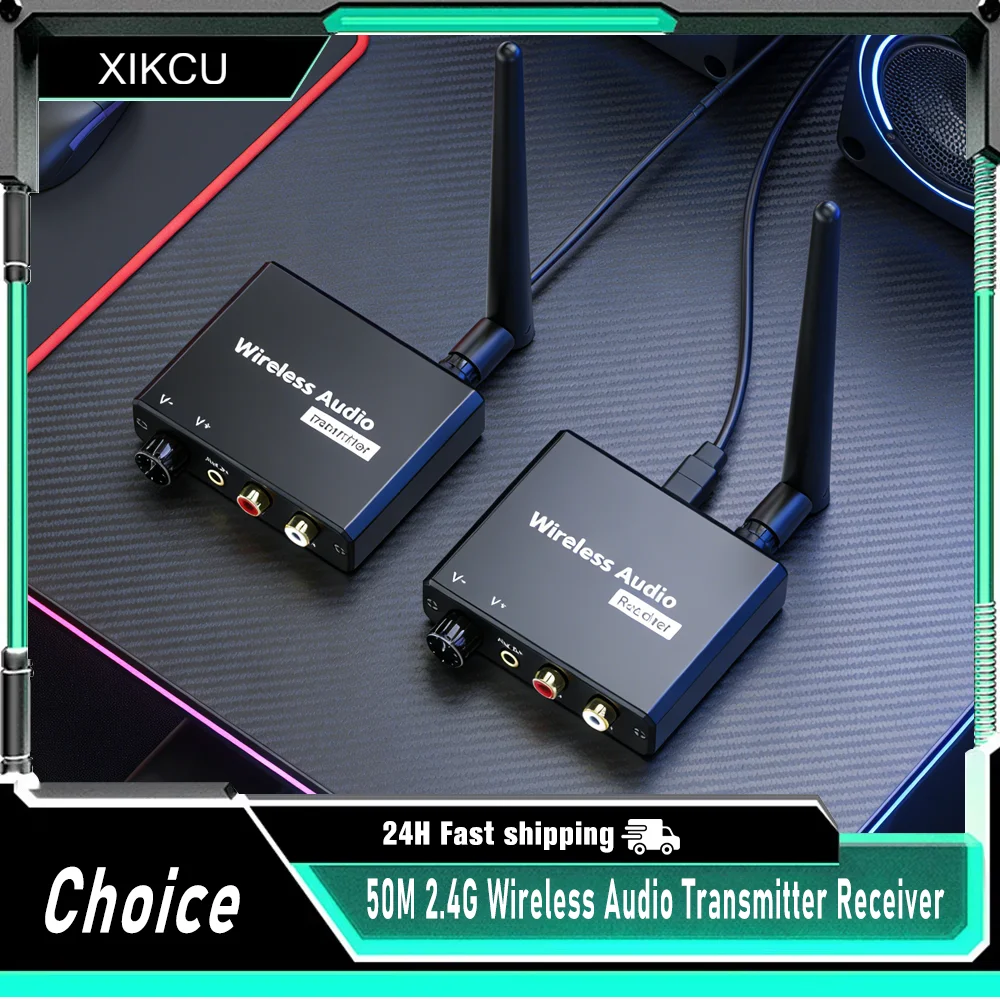 

Беспроводной аудиоадаптер 50M 2.4G, цифровой беспроводной аудиопередатчик и приемник с конвертером 3.5 мм R/L RCA для ТВ-приставок, DVD-плееров, ПК