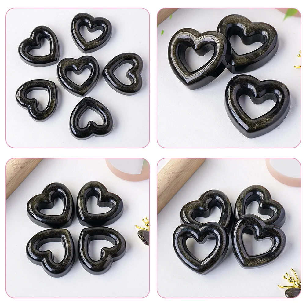 

Natural Crystal Stone Hollow Heart Shaped Decorative Craft for Home Desktop Meditation Ornament Gift