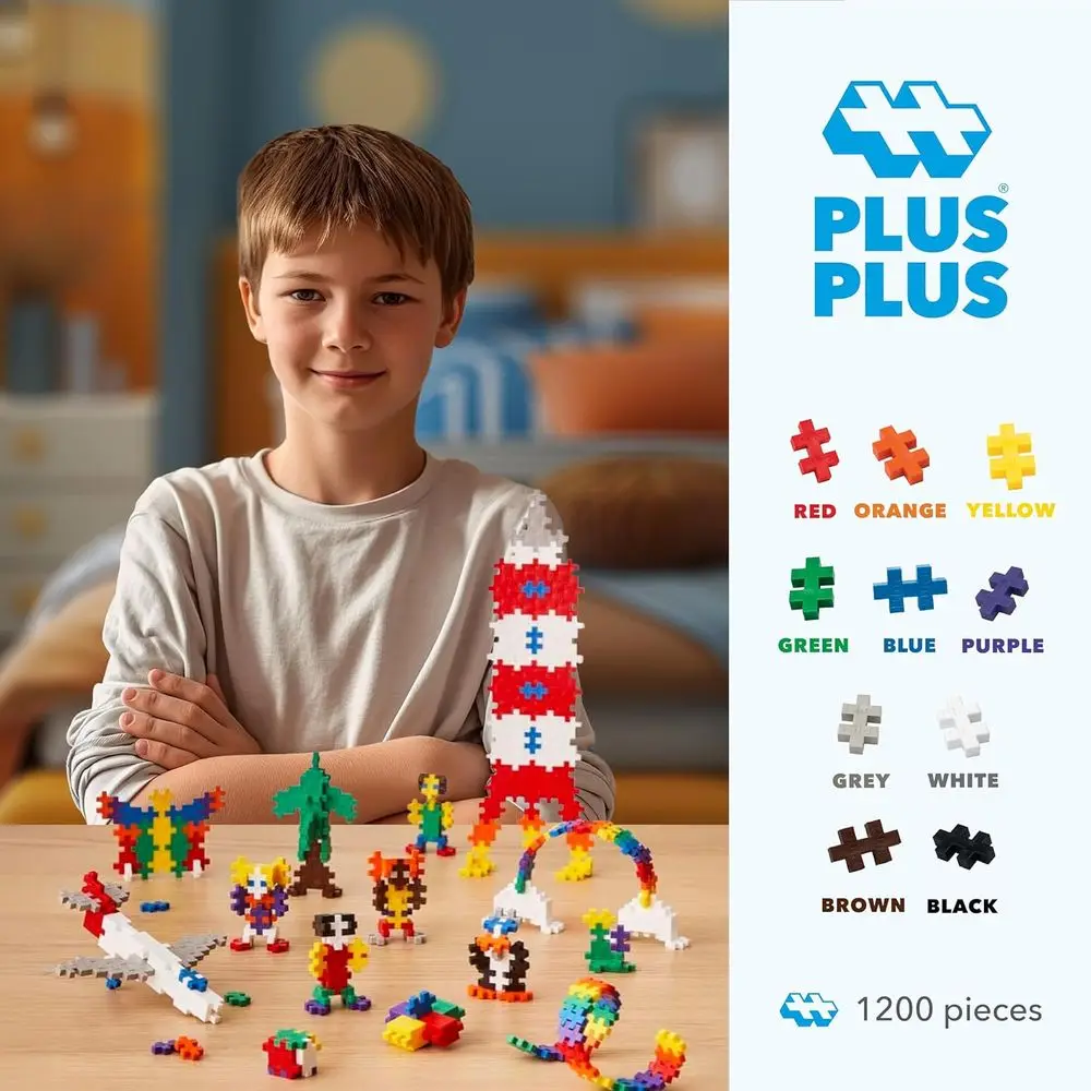 Set di blocchi da costruzione a colori di base da 1200 pezzi - Puzzle ad incastro STEM per giochi aperti per bambini