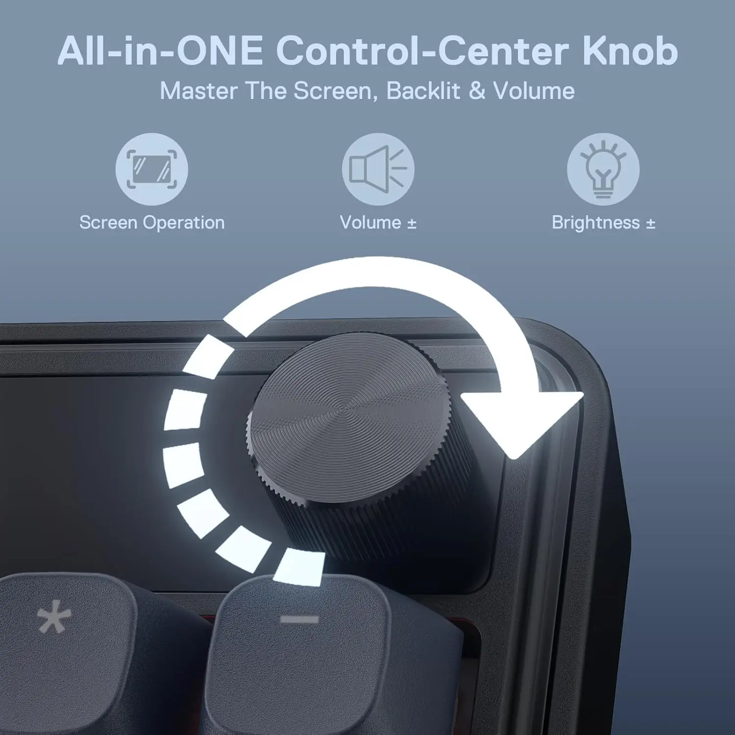 Redragon K761 Wireless Gasket Gaming Hype Screen & Knob, 104 Keys Mechanical Easy-Control 1.26’ TFT Info Display Keyboard